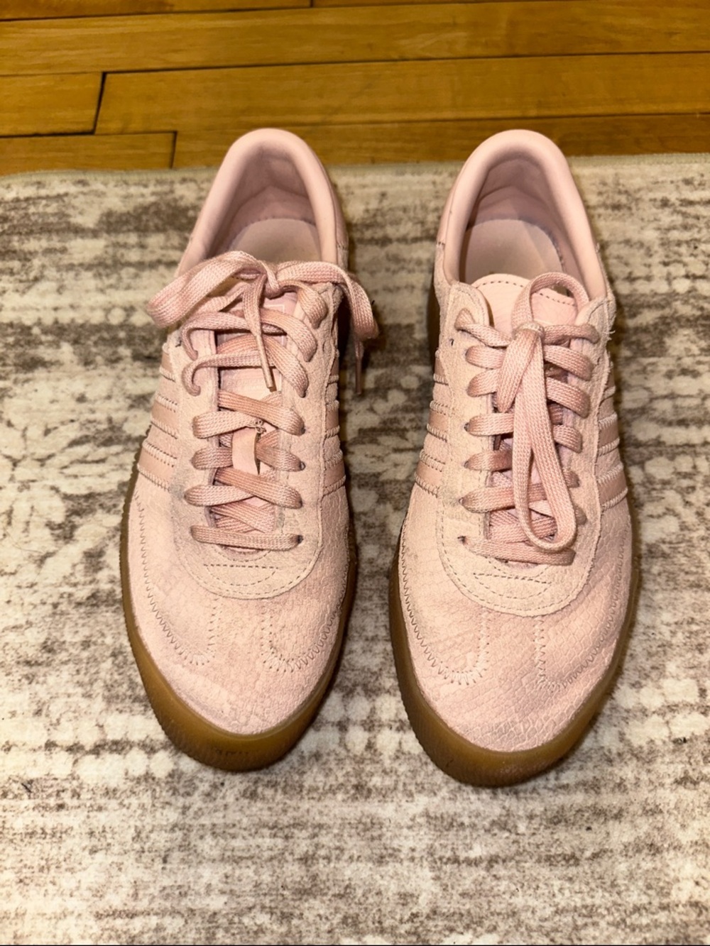 adidas Pink Suede Samba Sambarose Sneakers with Gum Sole - Picture 3 of 7